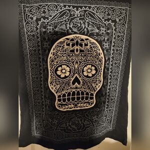Ay Guey! Black And White Papel Picado Sugar Skull Tshirt Size M
